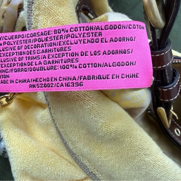 Y2K Juicy Couture Yellow Velour Strawberry Fields Gigi hobo - Picture 4 of 10